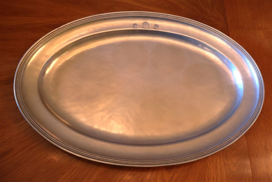 Arte Italica - Made in Italy - Pewter Tray - Hallmarked with Original Sticker - Platter Measures 19" by 13"