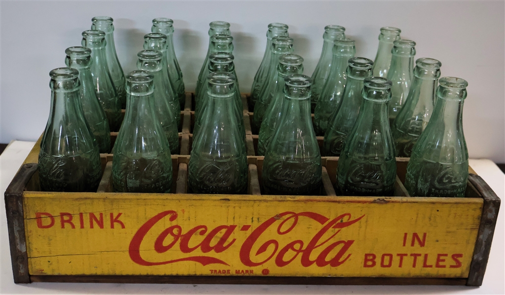 Drink Coca Cola - In Bottles Wooden Crate - Full of Coke Bottles including Spartanburg, SC, Rocky Mount, Henderson, Weldon, Danville, VA, Fayetteville, Kinston, New Bern, Washington, NC,...