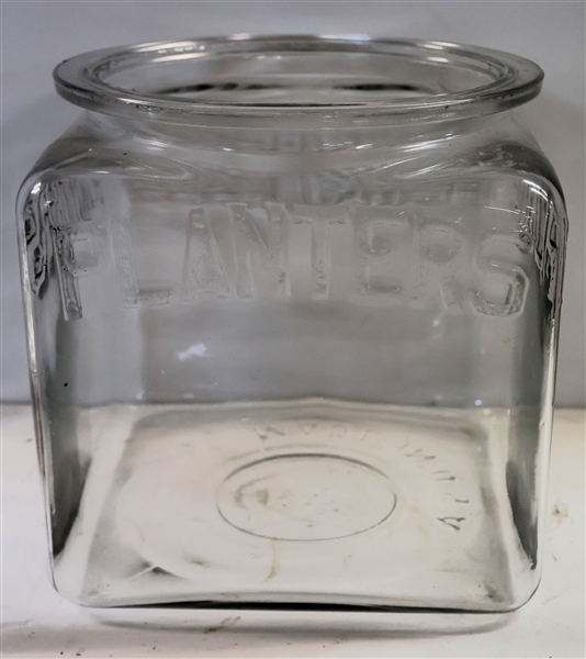 Planters Peanuts Jar - Made in USA on Bottom - No Lid - Measures 7 1/2" Tall 7" by 7" 