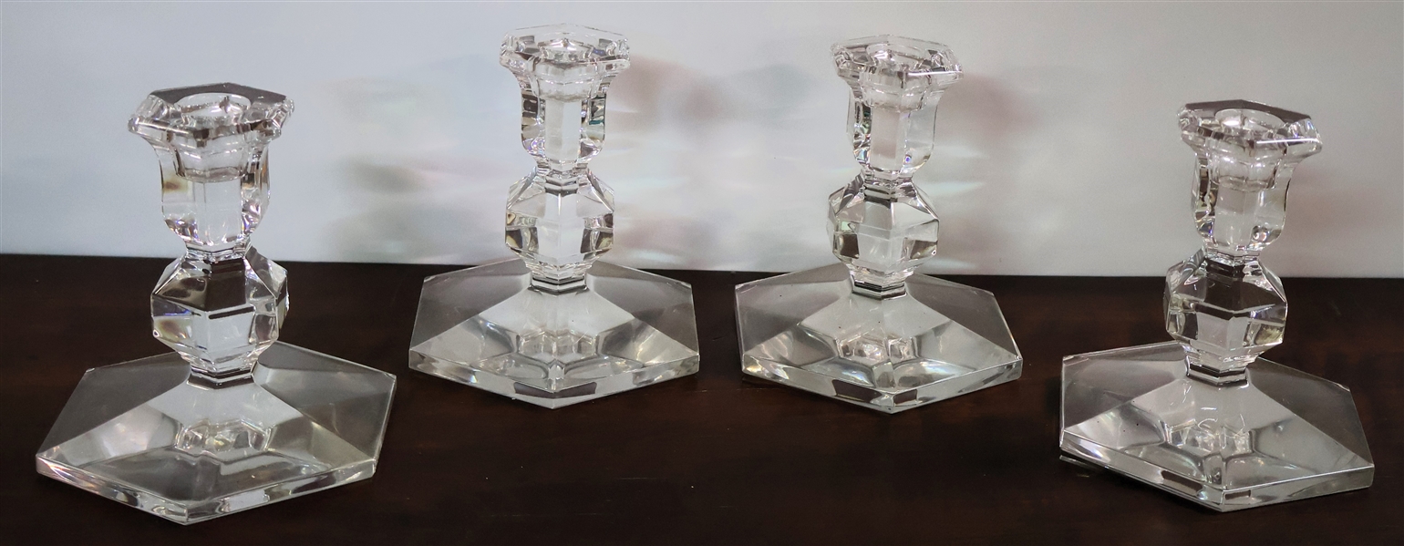 4 Matching Val St. Lambert Candle Sticks - Each Measures 4 1/2" tall