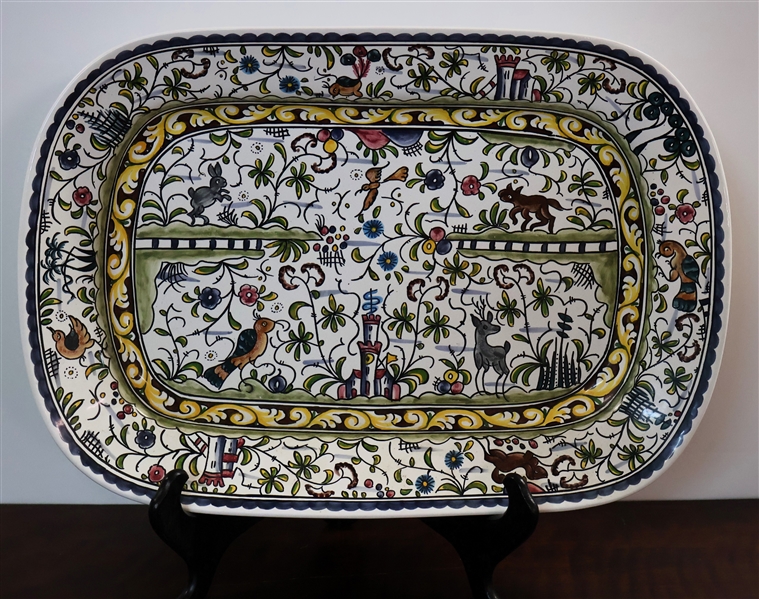 Beautiful Hand Painted Platter - Made in Portugal for Williams Sonoma - Measures 19" by 13" 