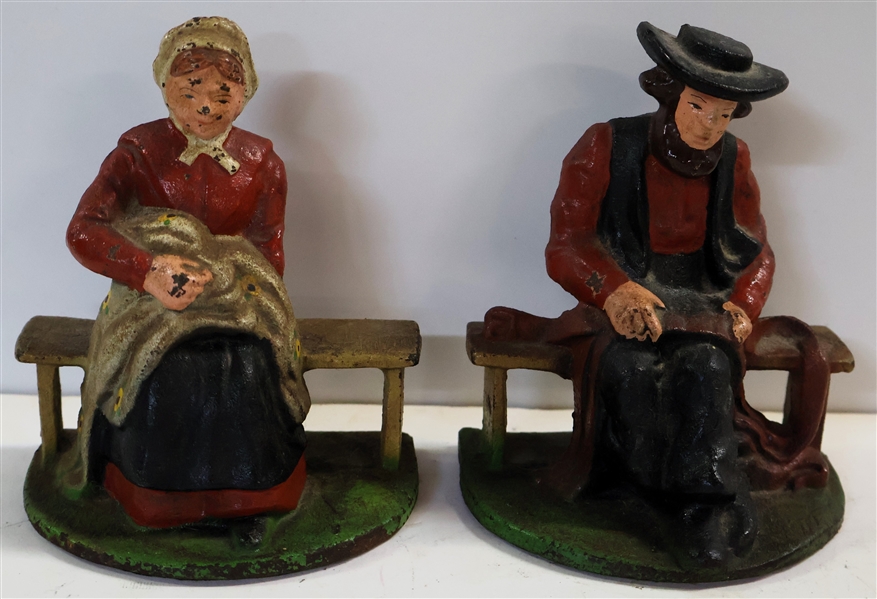 Iron Amish Man and Woman Book Ends -  Each Measures 4 1/2" Tall 