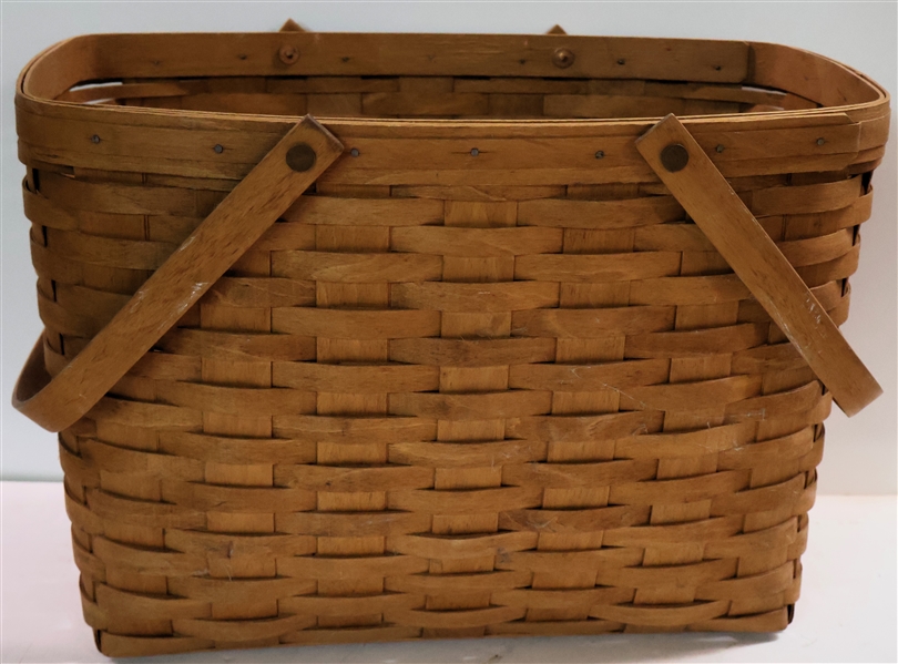 Large Longaberger Double Handled Basket - Measuring 11" Tall Not Including Handles