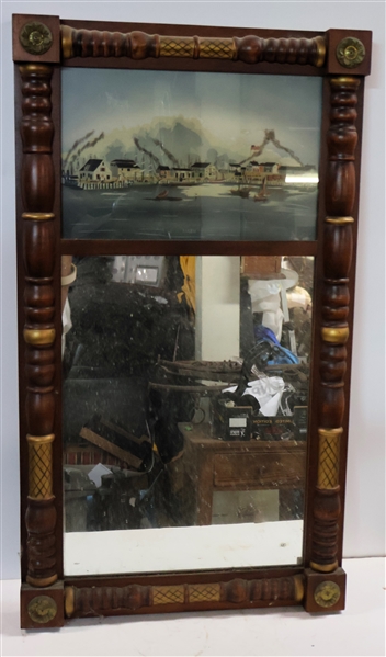 Hitchcock, Alford, & Co - Hitchcoksville CONN Limited Edition Mirror - Numbered 147/1000 - Framed "Salem" Ship / Harbor Scene - Measures 31" by 17 1/2" 