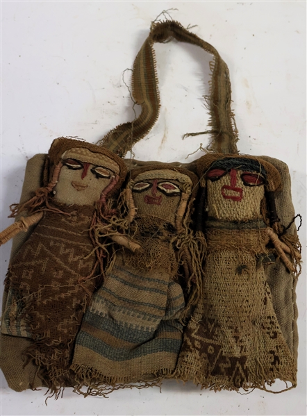 Artisan Handmade Cloth Dolls Made From Handwoven Fabric  - Measures 6" by 7"