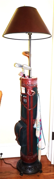 Golf Bag and Golf Club Floor Lamp - Real Golf Bag and Removable Real Clubs - Lamp Measures 63" tall 