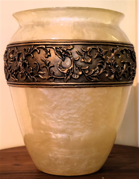 Wamsutta Acrylic Trash Can with Gold Leaf and Flower Band - Trash Can Measures 11" tall 9" Across