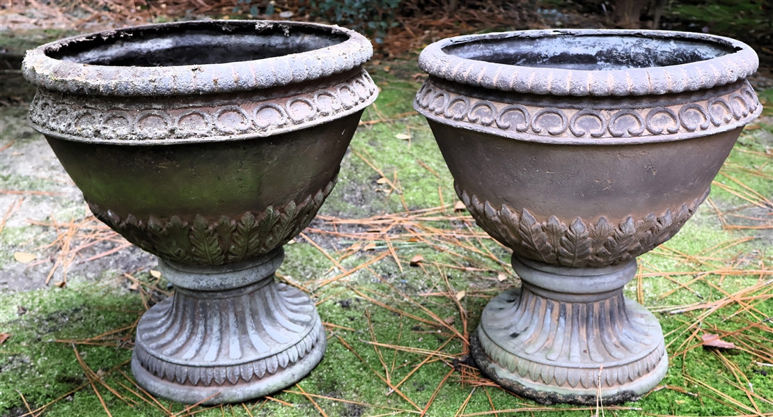 Pair of Nice Urn Style Resin Planters - Measuring 17 1/2" Tall 15 1/2" Across