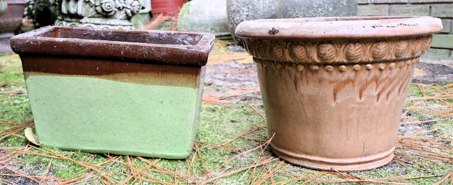 2 Nice Terracotta Art Pottery Planters - Rectangular Planter Measures 9 1/2" Tall 15" Across Measures 