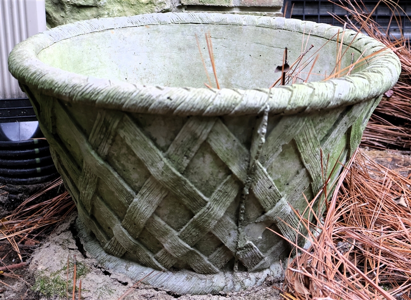 Concrete Basket Weave Planter - Measures 12" Tall 20" Across