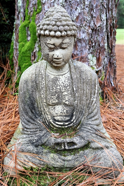 Concrete Oriental Meditating Figure Statue - Budha - Measures 20" Tall 12" Across