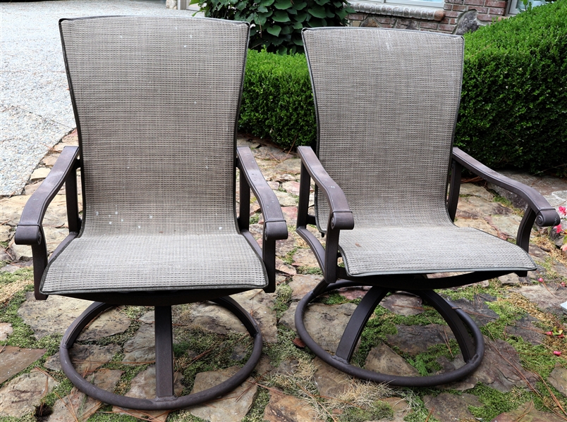 Pair of Swivel Garden Chairs - Woven Seats - Measuring 40 1/2" Tall 21" Across
