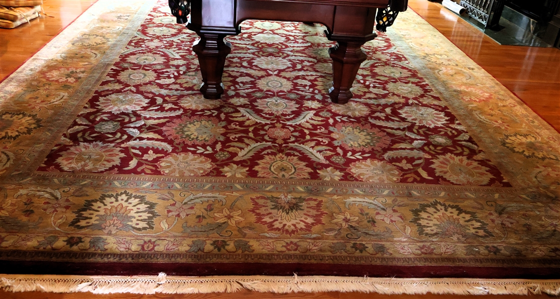 Agra India Hand Knotted Oriental Rug - Burgundy, Cream, Tan, and Sage Green - Measures 178" by 121" - Appraised in 2010 at $19,772