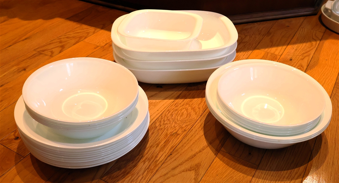 26 Pieces of Corelle including 8 1/2" Bowls 10 1/2" Bowls and 13" Casseroles