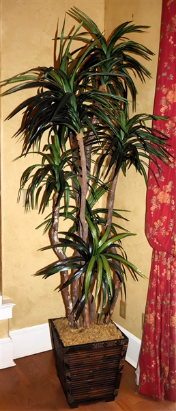 Faux Tropical Plant in Bamboo Planter - Tree Measures 80" Tall 