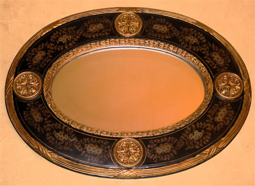 Large Oval Mirror with Gold Accents -29" by 38"