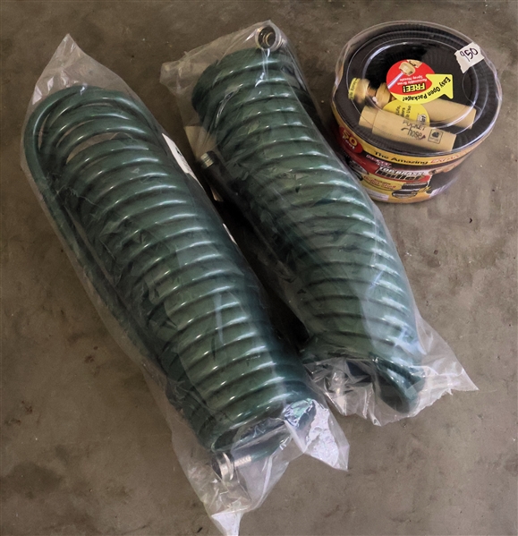 Brand New Pocket Hose - 50 Feet in Original Packaging - Plus 2 Other Coiled Hoses 