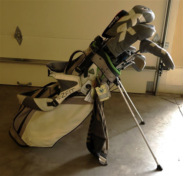 Sun Mountain Golf Bag with Forest Creek Logo with 10 Clubs including - Taylor Made KBS Tour 5,6,7,8,9,&P, Taylor Made RBZ 24, 19, and 21, Taylor Made 10.5, Taylor Made 3-15, Odyssey 2-ball CS,...