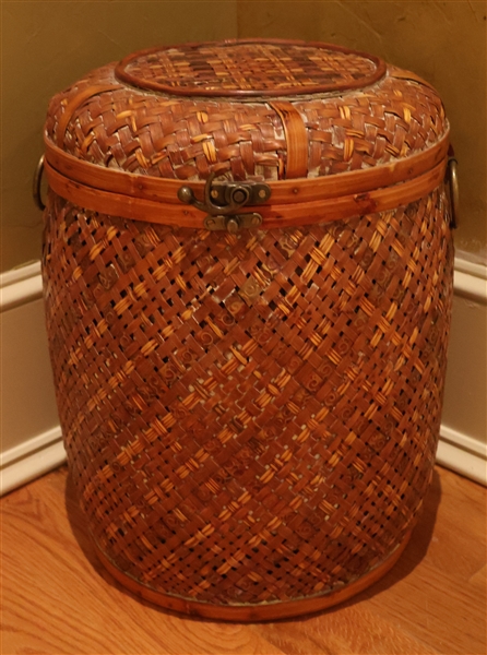 Bombay Wicker Drum Style Storage Box - Measures 17" tall 12" Across