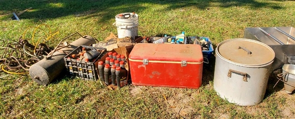 More Items Just Found in Buildings - Vintage Cooler, Oil Bottles, Stainless Pot, Tank, Cable/ Rope 