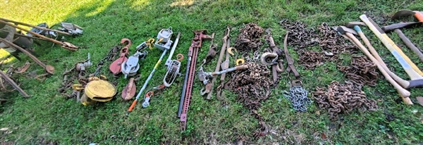 More Items Just Found in Buildings - Log Chains, Pulleys, Bar Clamps, Hooks