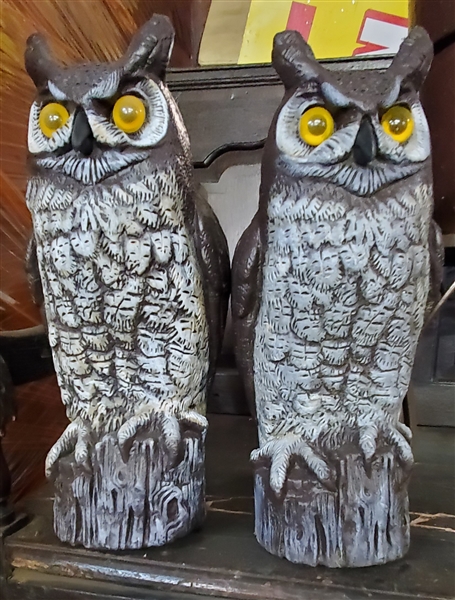 2 - Plastic Garden Owls