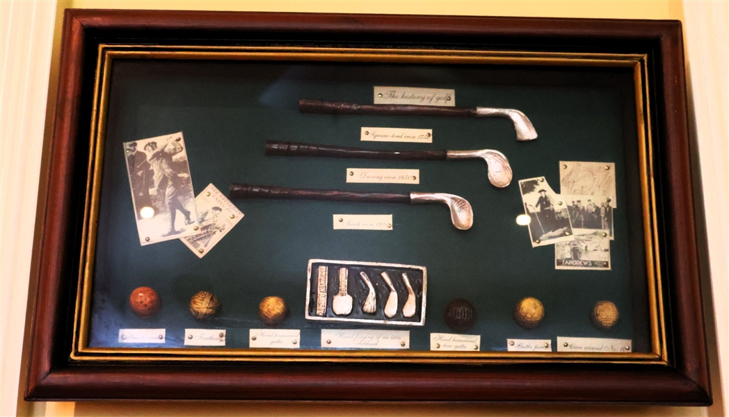 Golf Club Shadowbox - with Miniature Golf Clubs - Frame Measures 9 1/2" by 15" 