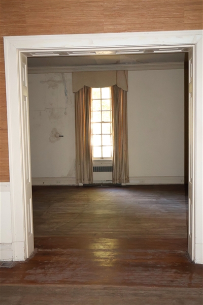 Room to Right Of Front Door - Hardwood Floors, Wide Crown Molding and Baseboard Molding