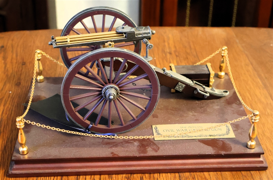 Model of "The Official Civil War Gatling Gun" on Stand - Gun Model Measures 4" tall 9" Long