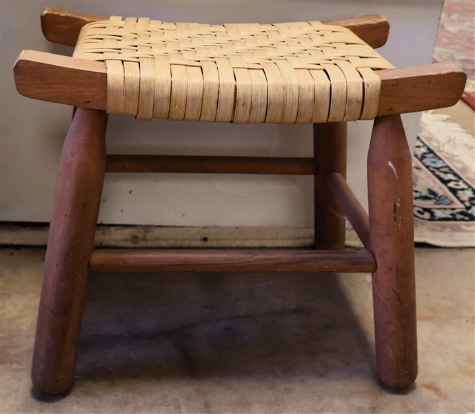 Wood Foot Stool with Oak Split Seat - Measures 12" Tall 15"by 10" 