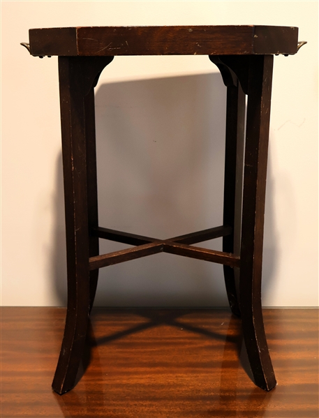 Small Mahogany Tea Tray Table - Measures 19 1/2" tall 16 1/2" by 10" 