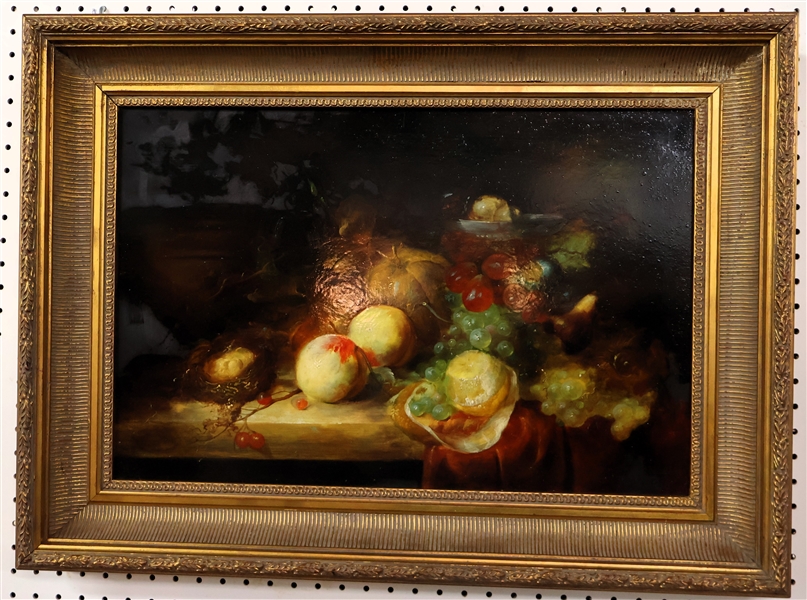 Still Life Print on Board in Fine Gold Gilt Frame - Frame Measures 22" By 30" 