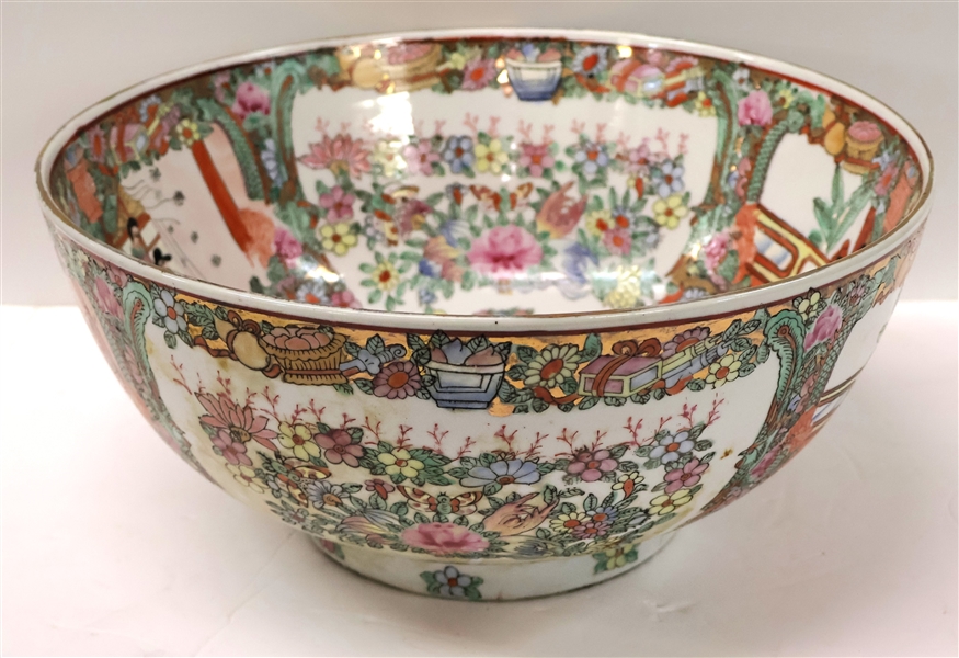 Large Decorator Rose Medallion Bowl - Measures 5 1/2" Tall 12" Across