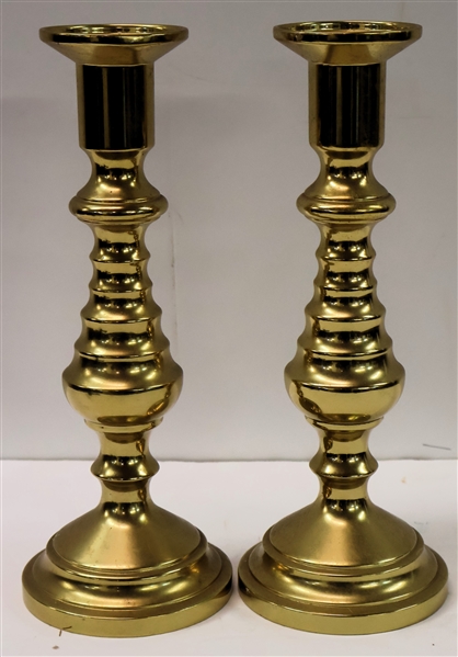 Pair of Nice Harvin Brass Bee Hive Candle Sticks Measuring 10" Tall 