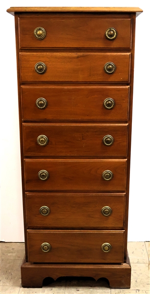 Nice Solid Walnut Lingerie Chest by Homemakers Furniture and Interiors - Fayetteville, NC - 7 Dovetailed Drawers with Brass Laurel Wreath Pulls - Measures 52 1/2" Tall 22" by 16"