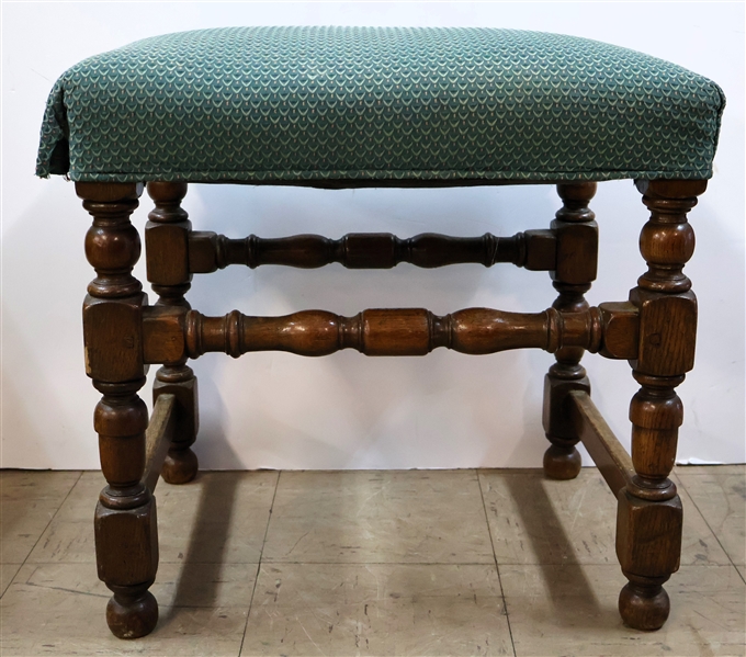 Jacobean Style English Oak Pegged Stool - Measures 18" tall 20" by 16" 