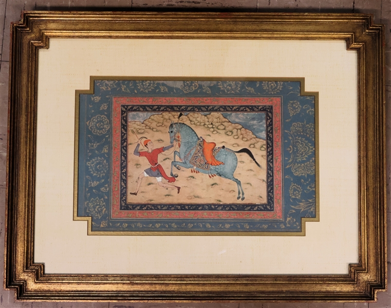 Persian "Horse and Runner" Print - Beautifully Framed and Matted - Frame Measures 20" by 26" 