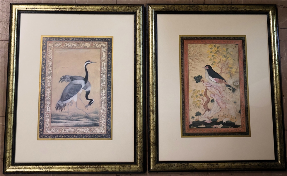 Coordinating Pair of Bird Prints - Framed and Matted - Frames Measure 20" by 16 1/2" 