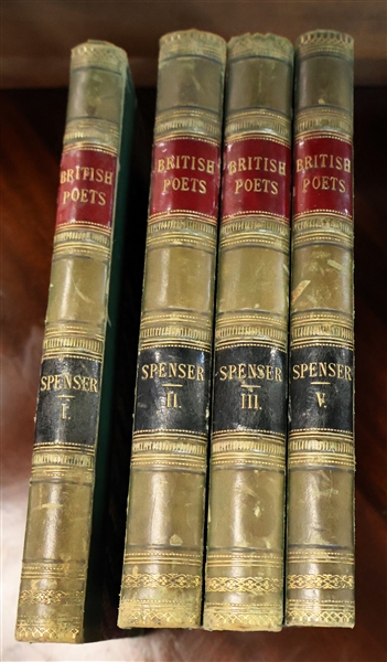 Leather Bound "British Poets" Published by Cassell, Petter, and Galpin - Spenser I, II, III, and V