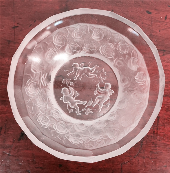 Signed Lalique Cherub Small Bowl - Measures 1 1/4" by 4 3/4" 