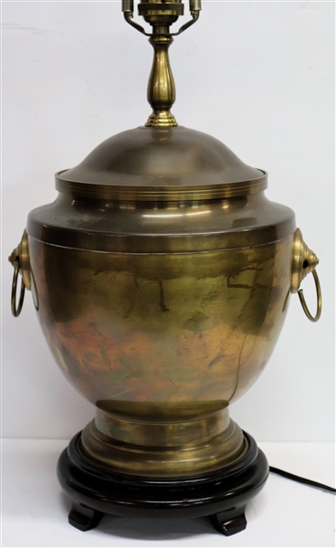 Brass Lamp - Ginger Jar Style with Handles on Each End - Measures 20" to Bulb 