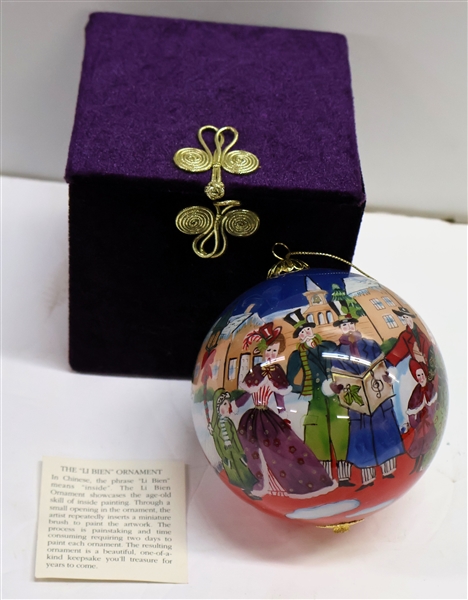 The "Li Bien" Ornament - Inside Hand Painted Christmas Ornament in Fitted Velvet Box - Dated 2004