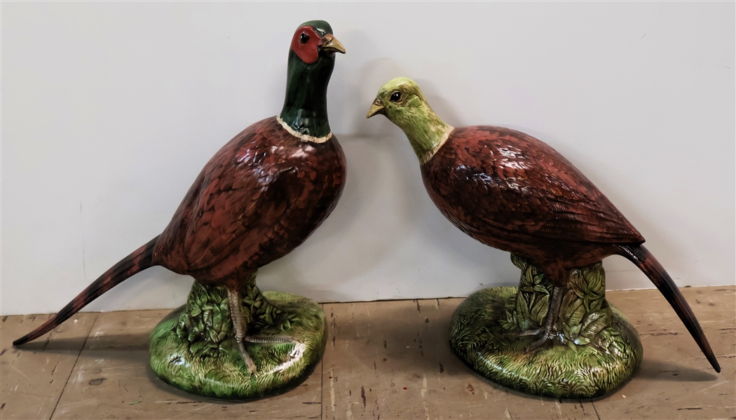 Pair of Ceramic Pheasants - Male Measures 12" Tall 