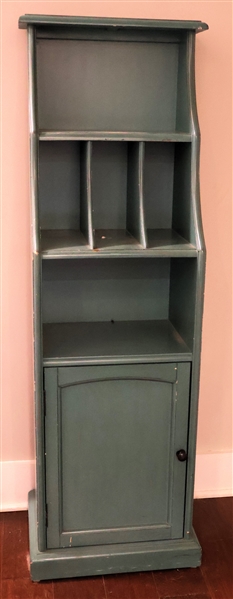 Pier One - Teal / Green Painted Storage Cabinet - Cabinet at Bottom Cubbies At Top - Measures 53" Tall 15 1/2" by 12"