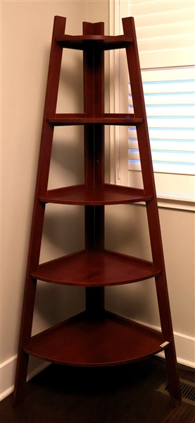 Cherry Finish Corner What Not Shelf - Measures 64" Tall 