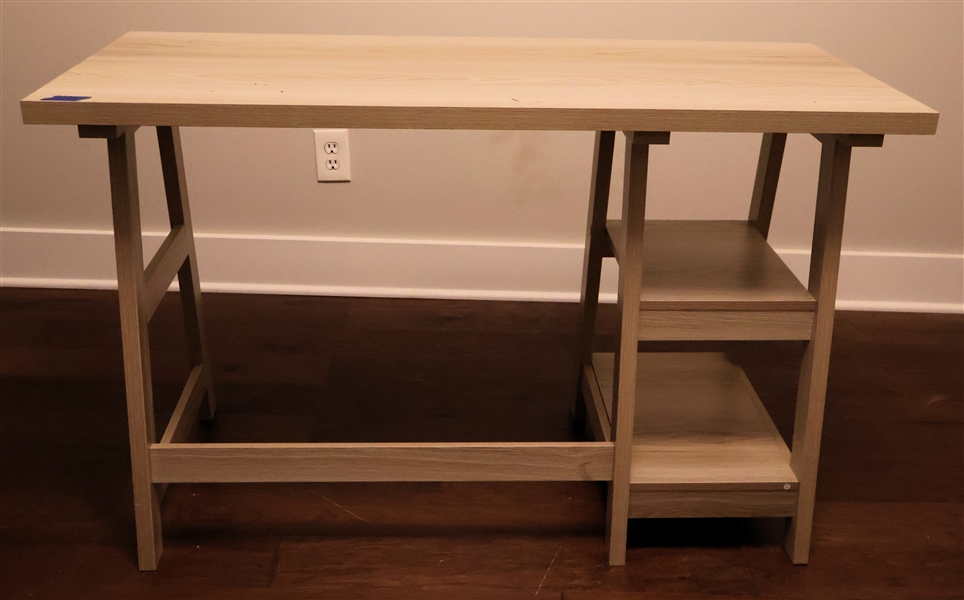 Modern Gray Writing Desk with Shelves to The Left Side - Measures 29" tall 47" by 20" 