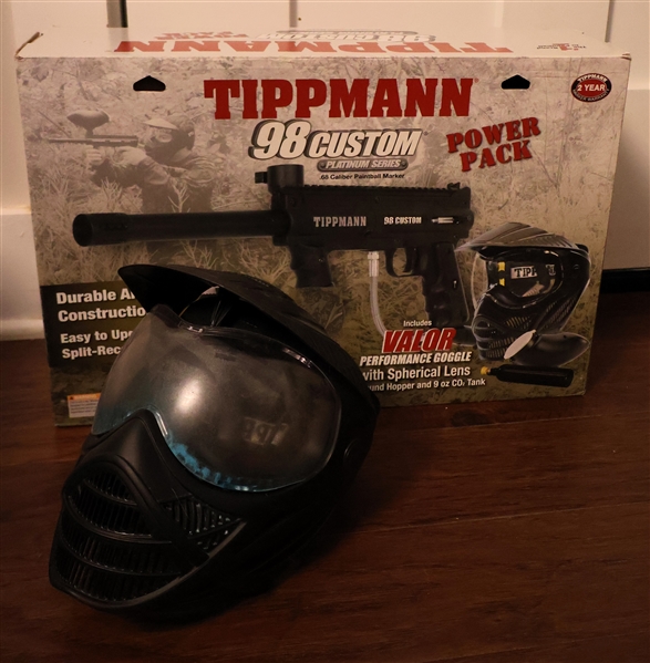 Tippman 98 Custom - Power Pack Paint Ball Kit - Gun and Mask 