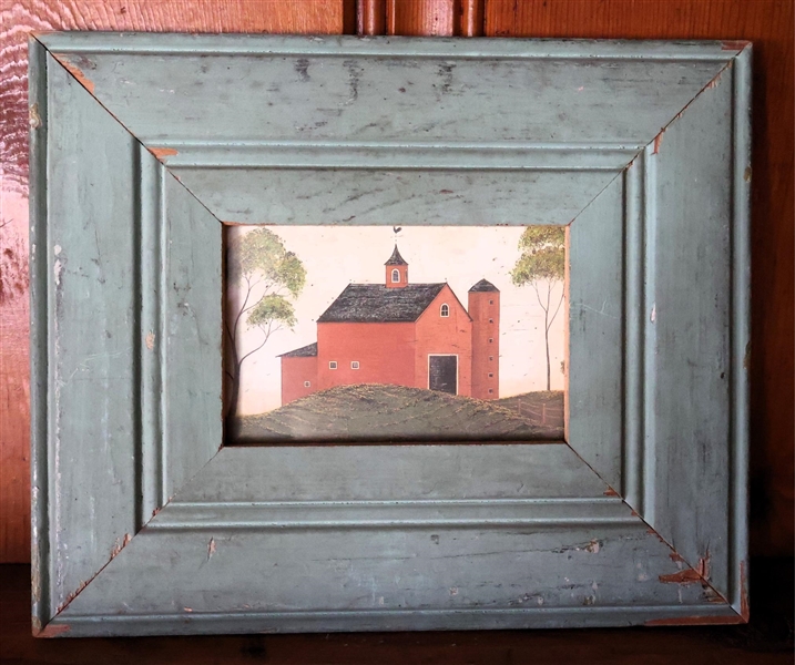 Red Barn Print in Rustic Wood Frame  -Frame Measures 8" by 10" 