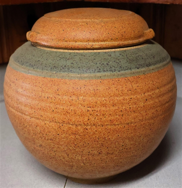 Large Art Pottery Jar with Lid - Measures 12" tall 10" Across