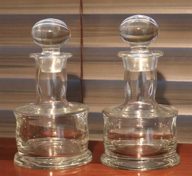 Pair of Glass Dresser Bottles with Glass Stoppers - Each Measures 7" Tall 